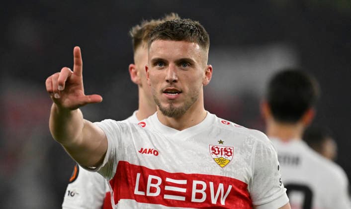 TOR zum 2:0 Ermedin Demirovic VfB Stuttgart (09) Torjubel VfB Stuttgart vs Young Boys Bern YB EUROPA LEAGUE EL 29.01.2026 DFL REGULATIONS PROHIBIT ANY USE OF PHOTOGRAPHS AS IMAGE SEQUENCES AND OR QUASI-VIDEO VfB Stuttgart vs Young Boys Bern YB