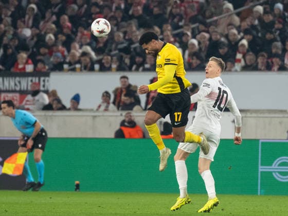 v.li. Saidy Janko (BSC Young Boys Bern, 17), Chris Fuehrich (VfB Stuttgart, 10) GER, VfB Stuttgart vs. BSC Young Boys Bern, Fussball, UEFA Europa League, Herren, 8. Spieltag, Spielzeit 2025 2026, 29.01.2026, GER, VfB Stuttgart vs. BSC Young Boys Bern, Fussball, UEFA Europa League, Herren, 8. Spieltag, Spielzeit 2025 2026, 29.01.2026 Stuttgart Copyright: xEibner-Pressefoto WolfgangxFrankx EP_WFK