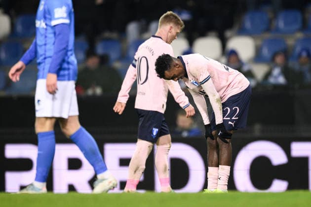 260129 Taha Ali of Malmö FF looks dejected during the UEFA Europa League football match between KRC Genk and Malmö FF on January 29, 2026 in Genk. Photo: Simon Hastegard BILDBYRAN kod SH SH0684 fotboll football soccer fotball uefa europa league europa league krc genk malmö ff bbeng depp Copyright: SIMONxHASTEGARD BB260129SH060