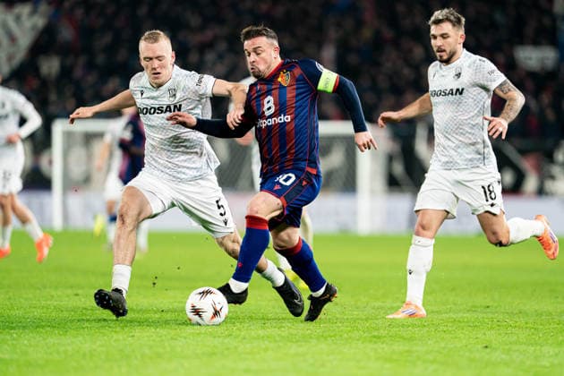Xherdan Shaqiri (10 FC Basel 1893), right, and Karel Spacil (5 FC Viktoria Plzen), left, in action during the UEFA Europa League match between FC Basel 1893 and FC Viktoria Plzen at St. Jakob-Park, Basel, Switzerland. Copyright: xPriscilaxBütlerx xSPPx Sportspressphoto_SPR86781