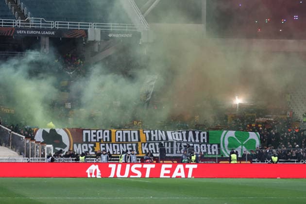 CALCIO - UEFA Europa League - Panathinaikos vs Roma 29.01.2026 Europa League Fase a Gironi : Panathinaikos vs Roma Nella foto: Tifosi Roma (Foto Gino Mancini) Atene Greece  Copyright: xIPAxSport ABACAx