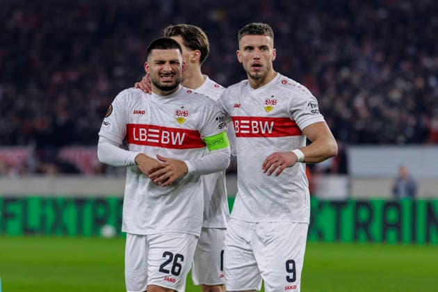 Stuttgart, Deutschland 29. Januar 2026: Europa League - 2025 2026 - VfB Stuttgart vs. Young Boys Bern Im Bild: v.li. Torschütze Deniz Undav (VfB) jubelt nach seinem Tor zum 1:0 mit Ermedin Demirovic (VfB) MHP Arena Baden Württemberg Copyright: xFotostandx xSchäferx