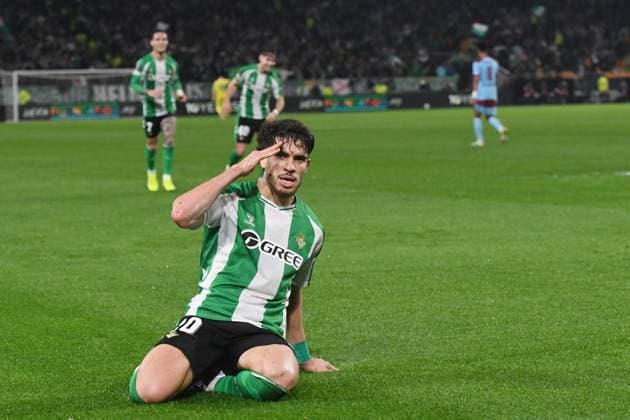 Fußball, EuroLeague, Real Betis Sevilla - Feyenoord Rotterdam #6 SEVILLA, 29-01-2026, Stadium La Cartuja, UEFA Football season 2025 2026, Europa League match between Betis Sevilla and Feyenoord. Pictures shows celebration of a goal by Betis player Abde Ezzalzouli Betis Sevilla - Feyenoord  x201172778x Copyright: