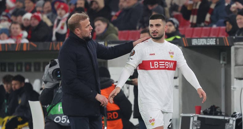 Stuttgart, Fußball Europa League , VfB Stuttgart vs. BSC Young Boys Bern , von links: Sebastian Hoeneß Deniz Undav ( VfB )