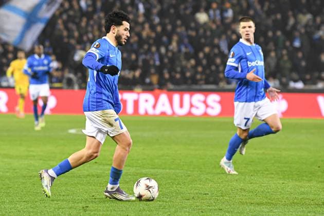 Genk s Zakaria El Ouahdi pictured in action during a soccer game between Belgian soccer team KRC Genk and Swedish team Malmo FF, in Genk, on Thursday 29 January 2026, on day eight of the League phase of the UEFA Europa League tournament. JILLxDELSAUX  x159652853x