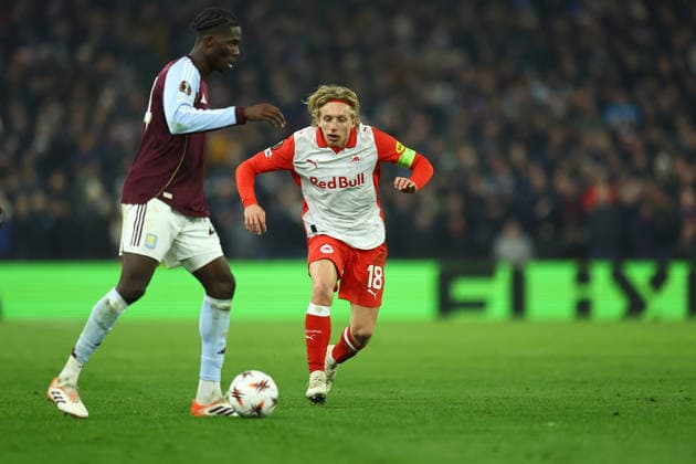 SOCCER - UEFA EL, Aston Villa vs RBS BIRMINGHAM,ENGLAND,29.JAN.26 - SOCCER - UEFA Europa League, Aston Villa FC vs Red Bull Salzburg. Image shows Mads Bidstrup (RBS).  GEPAxpictures xMichaelxZemanek