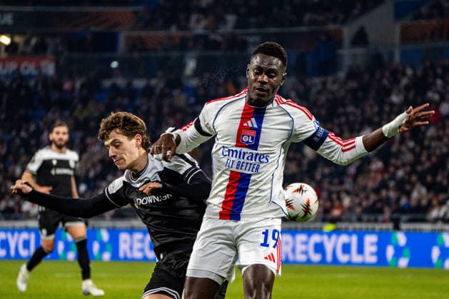OL - PAOK à Décines-Charpieu le 29 janvier 2026. Nicolas Liponne MAXPPP - Décines-Charpieu 29 01 2026 Moussa Niakhaté lors du match de football entre l Olympique Lyonnais (OL) et PAOK Salonique dans le cadre de la 8e journée de ligue Europa au stade de Lyon Groupama Stadium, à Décines-Charpieu, le 29 janvier 2026. Football match between Olympique Lyonnais (OL) and PAOK Thessaloniki as part of the eighth matchday of the Europa League at the Groupama Stadium in Lyon, Décines-Charpieu, on January 29, 2026. Décines-Charpieu Auvergne Rhône-Alpes France  Copyright: xMAXPPPxNicolasxLiponnex NLP202601295471 NLP202601295471