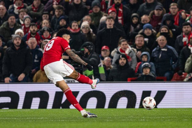 29th January 2026; The City Ground, Nottingham, England; UEFA Europa League Football, Nottingham Forest versus Ferencvarosi; Igor Jesus of Nottingham Forest scores in the 55th minute to make the score 3-0  GodfreyxPitt Content restricted for UK based newspaper