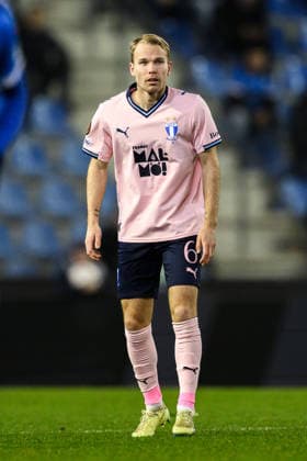 260129 Oscar Lewicki of Malmö FF during the UEFA Europa League football match between KRC Genk and Malmö FF on January 29, 2026 in Genk. Photo: Simon Hastegard BILDBYRAN kod SH SH0684 fotboll football soccer fotball uefa europa league europa league krc genk malmö ff bbeng Copyright: SIMONxHASTEGARD BB260129SH070