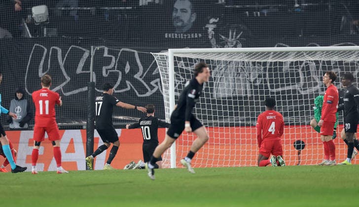 SOCCER - UEFA EL, Sturm vs Brann GRAZ,AUSTRIA,29.JAN.26 - SOCCER - UEFA Europa League, SK Sturm Graz vs SK Brann Bergen. Image shows the rejoicing of Emir Karic (Sturm) and Otar Kiteishvili (Sturm).  GEPAxpictures xHansxOberlaender