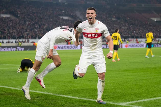 Tor zum 3:2 durch Chema Andreas (VfB Stuttgart, 30), Jubel, Torjubel mit Ermedin Demirovic (VfB Stuttgart, 09) GER, VfB Stuttgart vs. BSC Young Boys Bern, Fussball, UEFA Europa League, Herren, 8. Spieltag, Spielzeit 2025 2026, 29.01.2026, GER, VfB Stuttgart vs. BSC Young Boys Bern, Fussball, UEFA Europa League, Herren, 8. Spieltag, Spielzeit 2025 2026, 29.01.2026 Stuttgart Copyright: xEibner-Pressefoto WolfgangxFrankx EP_WFK