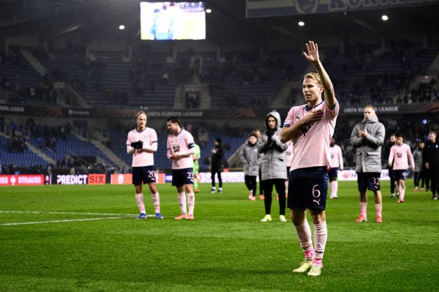 260129 Oscar Lewicki of Malmö FF after the UEFA Europa League football match between KRC Genk and Malmö FF on January 29, 2026 in Genk. Photo: Simon Hastegard BILDBYRAN kod SH SH0684 fotboll football soccer fotball uefa europa league europa league krc genk malmö ff bbeng Copyright: SIMONxHASTEGARD BB260129SH084