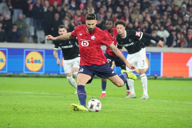 FOOTBALL : LOSC Lille vs Freiburg - UEFA Europa League - 29 01 2026 But et joie de Olivier GIROUD (LOSC Lille) lors du match LOSC Lille vs Freiburg, UEFA Europa League phase de ligue, Decathlon Arena stade Pierre Mauroy, le 29 janvier 2026 - photo Laurent Sanson PsnewZ  Copyright: xLaurentxSANSONx xPsnewZx