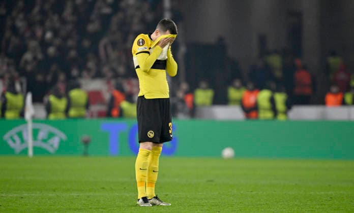 nach Spielende: enttaeuscht Sandro Lauper BSC Young Boys Bern (30) VfB Stuttgart vs Young Boys Bern YB EUROPA LEAGUE EL 29.01.2026 DFL REGULATIONS PROHIBIT ANY USE OF PHOTOGRAPHS AS IMAGE SEQUENCES AND OR QUASI-VIDEO VfB Stuttgart vs Young Boys Bern YB