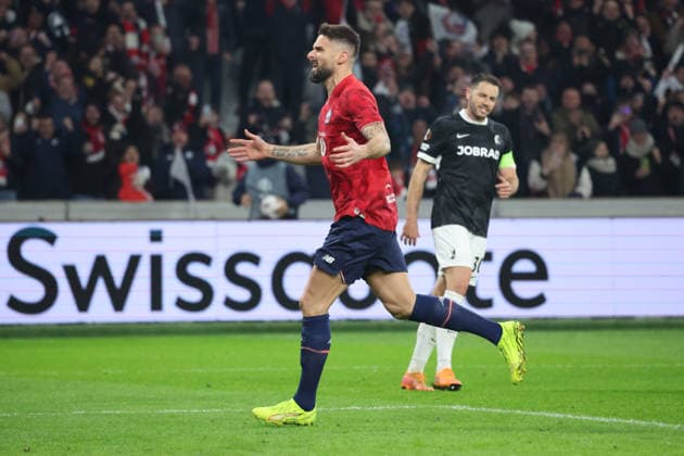 FOOTBALL : LOSC Lille vs Freiburg - UEFA Europa League - 29 01 2026 But et joie de Olivier GIROUD (LOSC Lille) lors du match LOSC Lille vs Freiburg, UEFA Europa League phase de ligue, Decathlon Arena stade Pierre Mauroy, le 29 janvier 2026 - photo Laurent Sanson PsnewZ  Copyright: xLaurentxSANSONx xPsnewZx