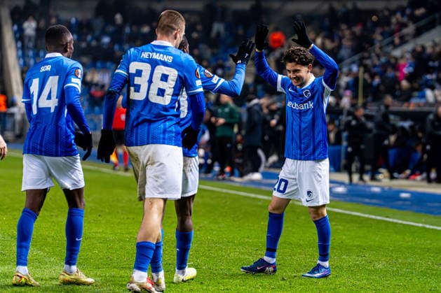 2026-01-29 KRC Genk v Malmo FF - UEFA Europa League 2025 26 League Phase MD8 GENK, BELGIUM - JANUARY 29: Konstantinos Karetsas of KRC Genk celebrates the winning goal with his team during the UEFA Europa League 2025 26 League Phase MD8 match between KRC Genk and Malmo FF at Cegeka Arena on January 29, 2026 in Genk, Belgium. (Photo by Gabriel Calvino Alonso BSR Agency) Genk Belgium Content not available for redistribution in The Netherlands directly or indirectly through any third parties. Copyright: xBSRxAgencyx