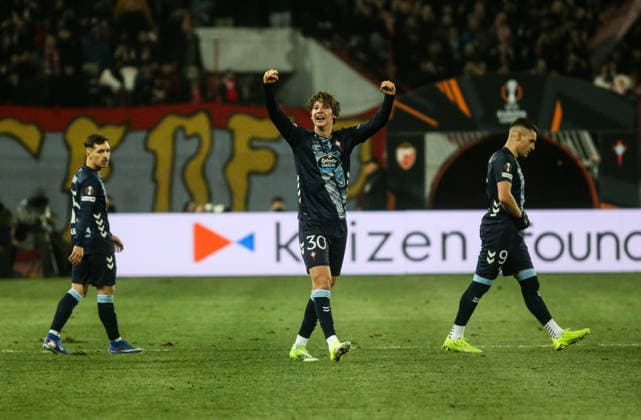 Crvena zvezda v Celta Vigo - UEFA Europa League BELGRADE, SERBIA - JANUARY 29: Fer Lopez (30) of Celta Vigo celebrates after a goal during the UEFA Europa League Week 8 football match between Crvena zvezda and Celta Vigo at Red Star Stadium in Belgrade, Serbia on January 29, 2026. Filip Stevanovic Anadolu Belgrade Serbia. Editorial use only. Please get in touch for any other usage.  Copyright: x2026xAnadoluxFilipxStevanovicx