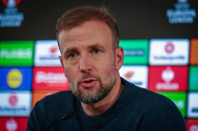 Cheftrainer Sebastian Hoeness (VfB Stuttgart) bei der Pressekonferenz nach dem gewonnenen Heimspiel, VfB Stuttgart vs. BSC Young Boys Bern, Fussball, Maenner, UEFA Europa League, Saison 2025 2026, 8. Spieltag, 29.01.2026 DFB regulations prohibit any use of photographs as image sequences and or quasi-video Stuttgart Baden-Wuerttemberg Deutschland