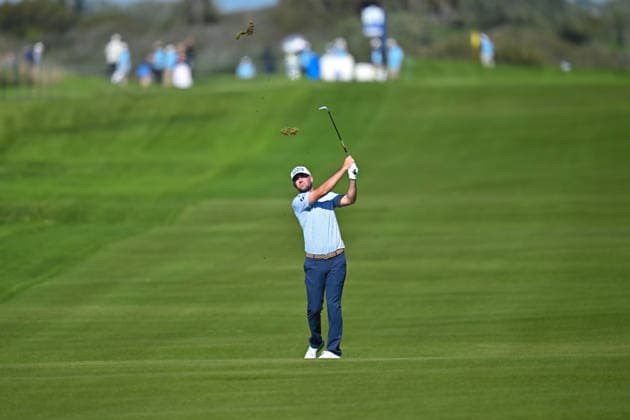 January 29, 2026: Austin Eckroat hits a fairway shot on the 12th hole during the first round of the Farmers Insurance Open on Torrey Pines North Course in San Diego, California. CSM San Diego USA - ZUMAc04_ 20260129_zma_c04_003 Copyright: xJustinxFinex