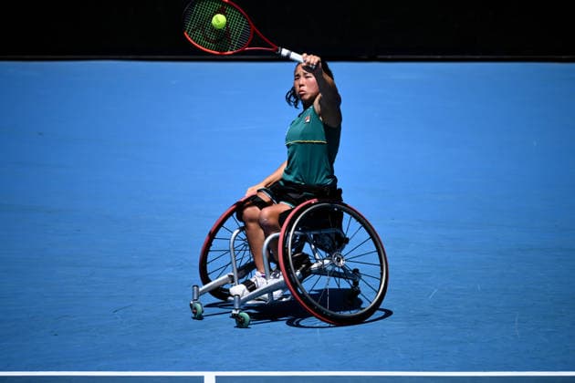 TENNIS AUSTRALIAN OPEN, Yui Kamiji of Japan in action during the women™s wheelchair singles semifinal against Xiaohui Li of Cina on day 13 of the 2026 Australian Open tennis tournament at Melbourne Park in Melbourne, Friday, January 30, 2026. ( NO ARCHIVING MELBOURNE VICTORIA AUSTRALIA  Copyright: xJOELxCARRETTx 20260130143910441389