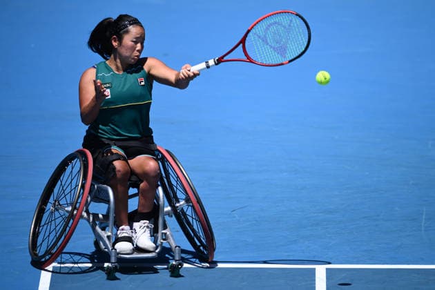 TENNIS AUSTRALIAN OPEN, Yui Kamiji of Japan in action during the women™s wheelchair singles semifinal against Xiaohui Li of Cina on day 13 of the 2026 Australian Open tennis tournament at Melbourne Park in Melbourne, Friday, January 30, 2026. ( NO ARCHIVING MELBOURNE VICTORIA AUSTRALIA  Copyright: xJOELxCARRETTx 20260130131675467446