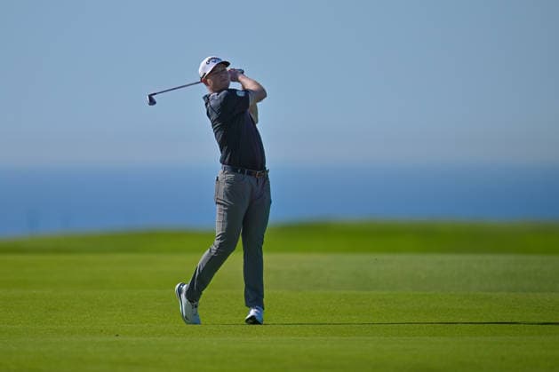 January 29, 2026: Max Greyserman hits a fairway shot on the 17th hole during the first round of the Farmers Insurance Open on Torrey Pines North Course in San Diego, California. CSM San Diego USA - ZUMAc04_ 20260129_zma_c04_013 Copyright: xJustinxFinex