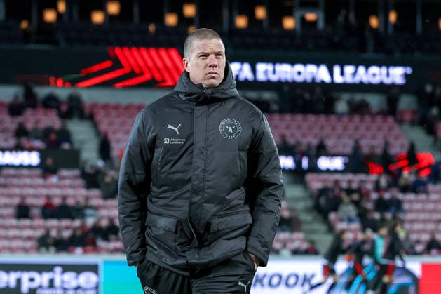 29.01.2026, Fußball, UEFA Europa League, Matchday 8, FC Midtjylland - GNK Dinamo Zagreb, MCH Arena in Herning, Dänemark: Head Coach Mike Tullberg (FC Midtjylland hc) Regulations prohibit any use of photographs as image sequences and or quasi-video. Dänemark