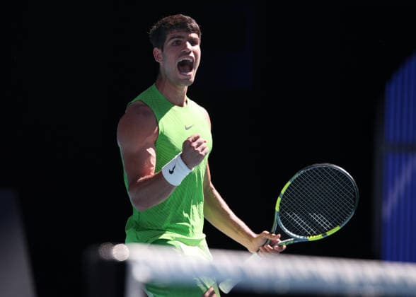 Carlos Alcaraz (ESP) macht die Faust und jubelt,Jubel, Freude,Emotion, Australian Open 2026 Melbourne Park, Melbourne, Victoria, Australia.. Copyright: xJuergenxHasenkopfx
