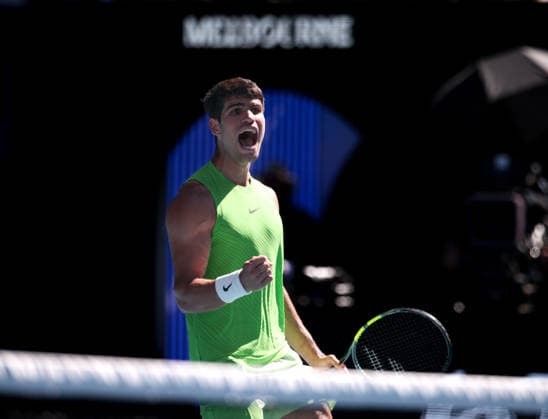 Carlos Alcaraz (ESP) macht die Faust und jubelt,Jubel, Freude,Emotion, Australian Open 2026 Melbourne Park, Melbourne, Victoria, Australia.. Copyright: xJuergenxHasenkopfx