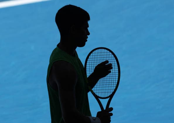 January 30, 2026, Melbourne, Victoria, Australia: CARLOS ALCARAZ of Spain during the match against A. Zverev of Germany in the semifinal of Australian Open, Melbourne, Australia. Melbourne Australia - ZUMAc278 20260130_zsp_c278_025 Copyright: xMarcinxCholewinskix