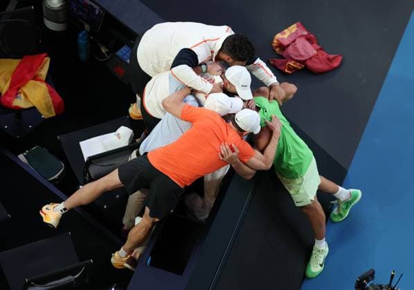 Carlos Alcaraz win his Semi-final match Australian Open tennis tournament, Day Thirteen, Melbourne Park, Australia - 30 Jan 2026Melbourne Melbourne Park Victoria (VIC) Australia  Copyright: xRachelxBach Shutterstockx 16455618ag