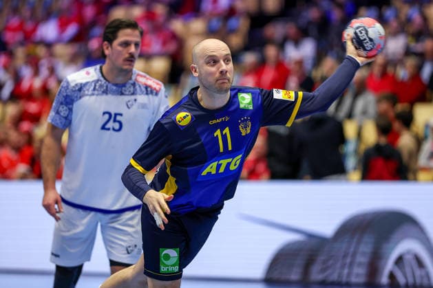 30.01.2026, Handball, Men s EHF EURO 2026, Portugal - Schweden, Jyske Bank Boxen in Herning, Dänemark, Spiel um Platz 5: Daniel Pettersson (Sweden 11) Dänemark