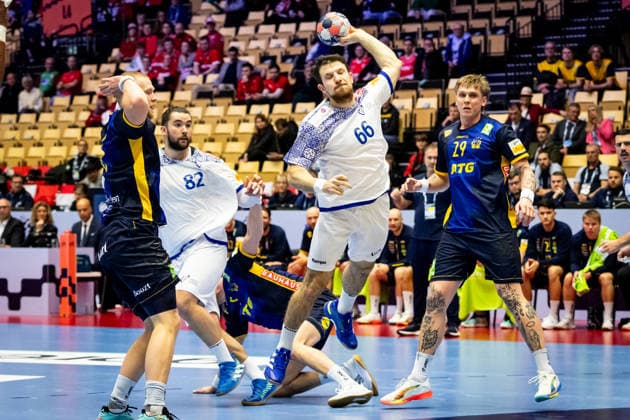 HERNING, DENMARK - JANUARY 30: Joao Gomes (Portugal, 66) in attack during the EHF EURO 2026 Placement match 5 6 between Portugal vs Sweden at Jyske Bank Boxen Arena on January 30, 2026 in Herning, Denmark. Midtjylland Denmark Copyright: xMarioxM.xKobergx