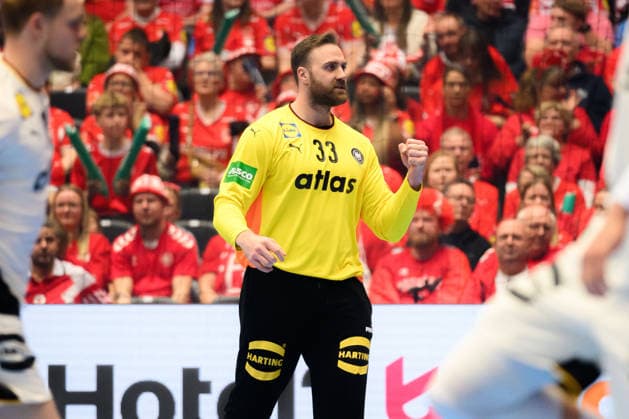 Herning: Handball EM 2026 - Halbfinale - Deutschland - Kroatien Torhueter Andreas Wolff (Deutschland) Jubel Freude Emotion Herning Jyske Bank Boxen Daenemark