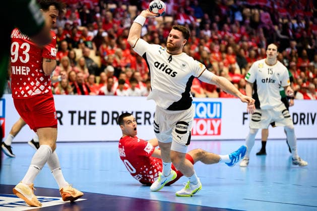 Herning: Handball EM 2026 - Halbfinale - Deutschland - Kroatien Johannes Golla (Deutschland) Herning Jyske Bank Boxen Daenemark