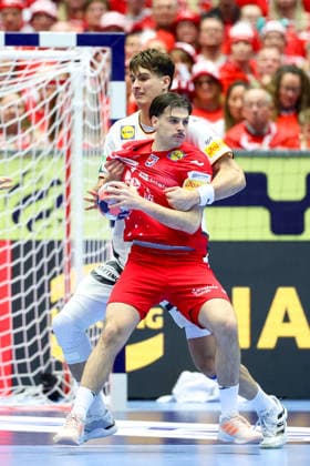 Croatia v Germany - MenÂ s EHF EURO 2026 HERNING, DENMARK - JANUARY 30: Julian Koster, Filip Glavas during the Men s EHF Euro 2026 Semi Finals match between Croatia and Germany at Jyske Bank Boxen Herning Arena on January 30 2026 in Herning, Denmark.  SanjinxStrukic PIXSELL
