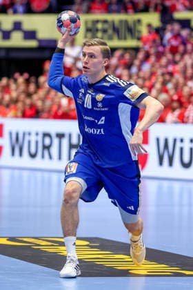 30.01.2026, Handball, Men s EHF EURO 2026, Dänemark - Island, Jyske Bank Boxen in Herning, Dänemark, Semi Finals: Gisli Thorgeir Kristjansson (Iceland 10) Dänemark