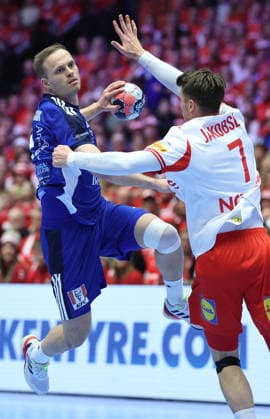 Denmark v Iceland - MenÂ s EHF EURO 2026 HERNING, DENMARK - JANUARY 30: Omar Ingi Magnusson during the Men s EHF Euro 2026 Semi Finals match betweenDenmark and Iceland at Jyske Bank Boxen Herning Arena on January 30 2026 in Herning, Denmark.  SanjinxStrukic PIXSELL
