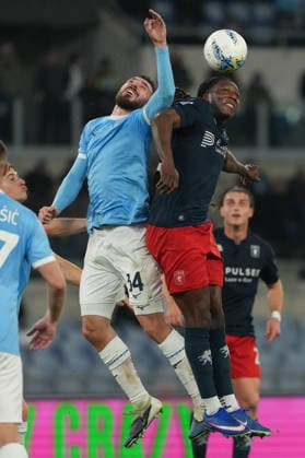 Mario Gila of SS Lazio and Brooke Norton-Cuffy of Genoa CFC during the Serie A 2025 2026 football match between SS Lazio and Genoa CFC at Stadio Olimpico in Rome (Italy), January 30, 2026. AntoniettaxBaldassarre