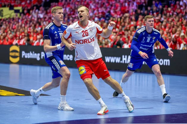 30.01.2026, Handball, Men s EHF EURO 2026, Dänemark - Island, Jyske Bank Boxen in Herning, Dänemark, Semi Finals: Johan a Plogv Hansen (Denmark 26) jubelnd Dänemark