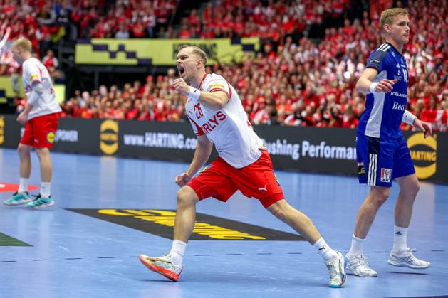 30.01.2026, Handball, Men s EHF EURO 2026, Dänemark - Island, Jyske Bank Boxen in Herning, Dänemark, Semi Finals: Johan a Plogv Hansen (Denmark 26) jubelnd Dänemark