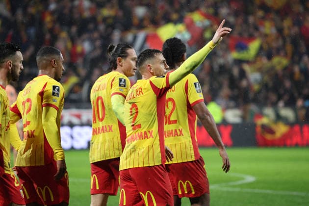 FOOTBALL : RC Lens vs Le Havre - Ligue 1 J20 - 30 01 2026 Joie des joueurs de Lens apres le but de Ruben AGUILAR (RC Lens) lors du match RC Lens vs Le Havre, Ligue 1 J20, stade Bollaert-Delelis, le 30 janvier 2026 - photo Laurent Sanson PsnewZ  Copyright: xLaurentxSANSONx xPsnewZx