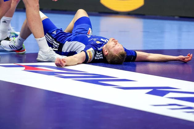 30.01.2026, Handball, Men s EHF EURO 2026, Dänemark - Island, Jyske Bank Boxen in Herning, Dänemark, Semi Finals: Omar Ingi Magnusson (Iceland 14) enttäuscht Enttäuschung Dänemark
