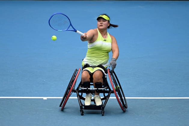 TENNIS AUSTRALIAN OPEN, Xiaohui Li of China in action during the women™s wheelchair singles final against Diede De Groot of the Netherlands on day 14 of the 2026 Australian Open tennis tournament at Melbourne Park in Melbourne, Saturday, January 31, 2026. ( NO ARCHIVING MELBOURNE VICTORIA AUSTRALIA  Copyright: xJAMESxROSSx 20260131123564969978