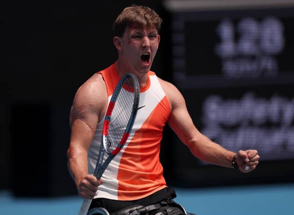 Niels Vink of Netherlands celebrates Australian Open tennis tournament, Day Fourteen, Melbourne Park, Australia - 31 Jan 2026Melbourne Melbourne Park Victoria (VIC) Australia  Copyright: xEllaxLing Shutterstockx 16455625a