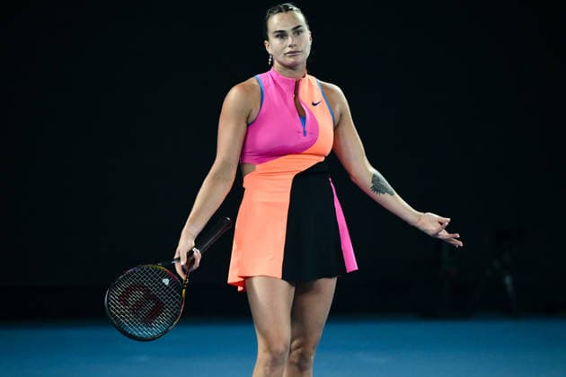 TENNIS AUSTRALIAN OPEN, Aryna Sabalenka of Belarus reacts during the women™s singles final against Elena Rybakina of Kazakhstan on day 14 of the 2026 Australian Open tennis tournament at Melbourne Park in Melbourne, Saturday, January 31, 2026. ( NO ARCHIVING MELBOURNE VICTORIA AUSTRALIA  Copyright: xJOELxCARRETTx 20260131161047908966