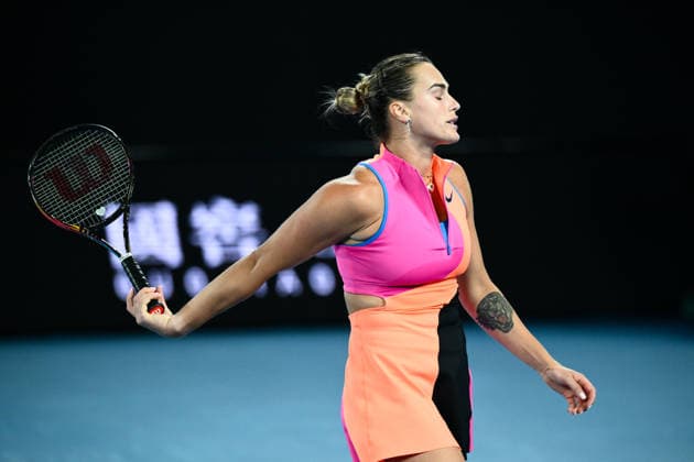 TENNIS AUSTRALIAN OPEN, Aryna Sabalenka of Belarus reacts during the women™s singles final against Elena Rybakina of Kazakhstan on day 14 of the 2026 Australian Open tennis tournament at Melbourne Park in Melbourne, Saturday, January 31, 2026. ( NO ARCHIVING MELBOURNE VICTORIA AUSTRALIA  Copyright: xJOELxCARRETTx 20260131131030471659