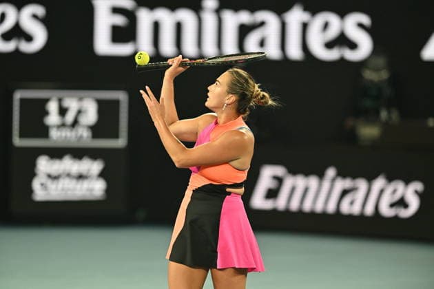Australian Open 2026 - Finals MELBOURNE, AUSTRALIA - JANUARY 31: Belarus Aryna Sabalenka in action against Elena Rybakina (not seen) of Kazakhstan during the final match at the Australian Open grand slam tennis tournament at Melbourne Park in Melbourne, Australia on January 31, 2026 Mark Avellino Anadolu Melbourne Australia. Editorial use only. Please get in touch for any other usage.  Copyright: x2026xAnadoluxMarkxAvellinox