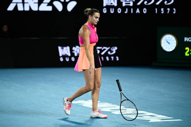 TENNIS AUSTRALIAN OPEN, Aryna Sabalenka of Belarus reacts during the women™s singles final against Elena Rybakina of Kazakhstan on day 14 of the 2026 Australian Open tennis tournament at Melbourne Park in Melbourne, Saturday, January 31, 2026. ( NO ARCHIVING MELBOURNE VICTORIA AUSTRALIA  Copyright: xJOELxCARRETTx 20260131136738144865