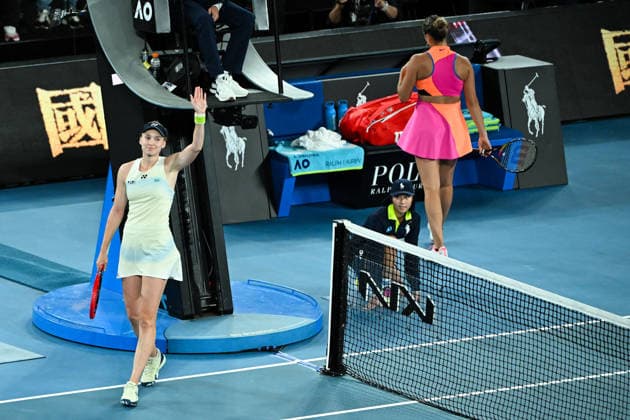 TENNIS AUSTRALIAN OPEN, Elena Rybakina of Kazakhstan celebrates after winning the women™s singles final against Aryna Sabalenka of Belarus on day 14 of the 2026 Australian Open tennis tournament at Melbourne Park in Melbourne, Saturday, January 31, 2026. ( NO ARCHIVING MELBOURNE VICTORIA AUSTRALIA  Copyright: xJAMESxROSSx 20260131167299957058
